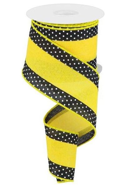 2.5" Swiss Dots Royal Ribbon: Sun Yellow (10 Yards) - Michelle's aDOORable Creations - Wired Edge Ribbon