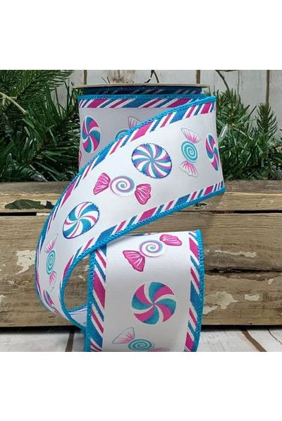 Shop For 2.5" Teal Pink Candy Ribbon: White (10 Yards) 88-4318