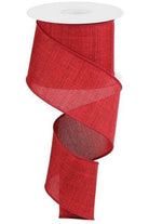 2.5" Thick Royal Burlap Ribbon: Dark Red (10 Yards) - Michelle's aDOORable Creations - Wired Edge Ribbon
