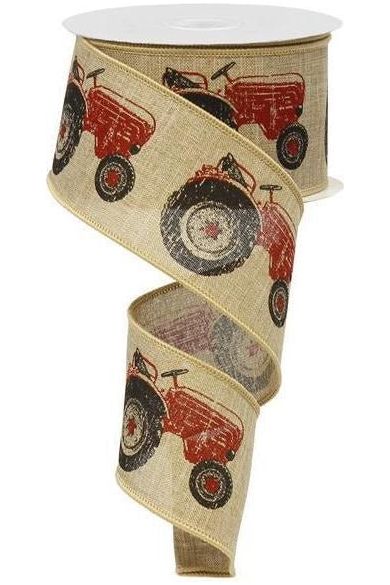 Shop For 2.5" Tractor Ribbon: Light Beige & Red (10 Yards) RG014875A