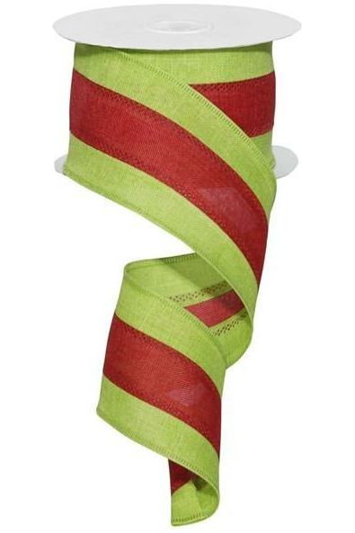 Shop For 2.5" Tricolor Striped Ribbon: Red/Lime Green (10 Yards) RG1604WY