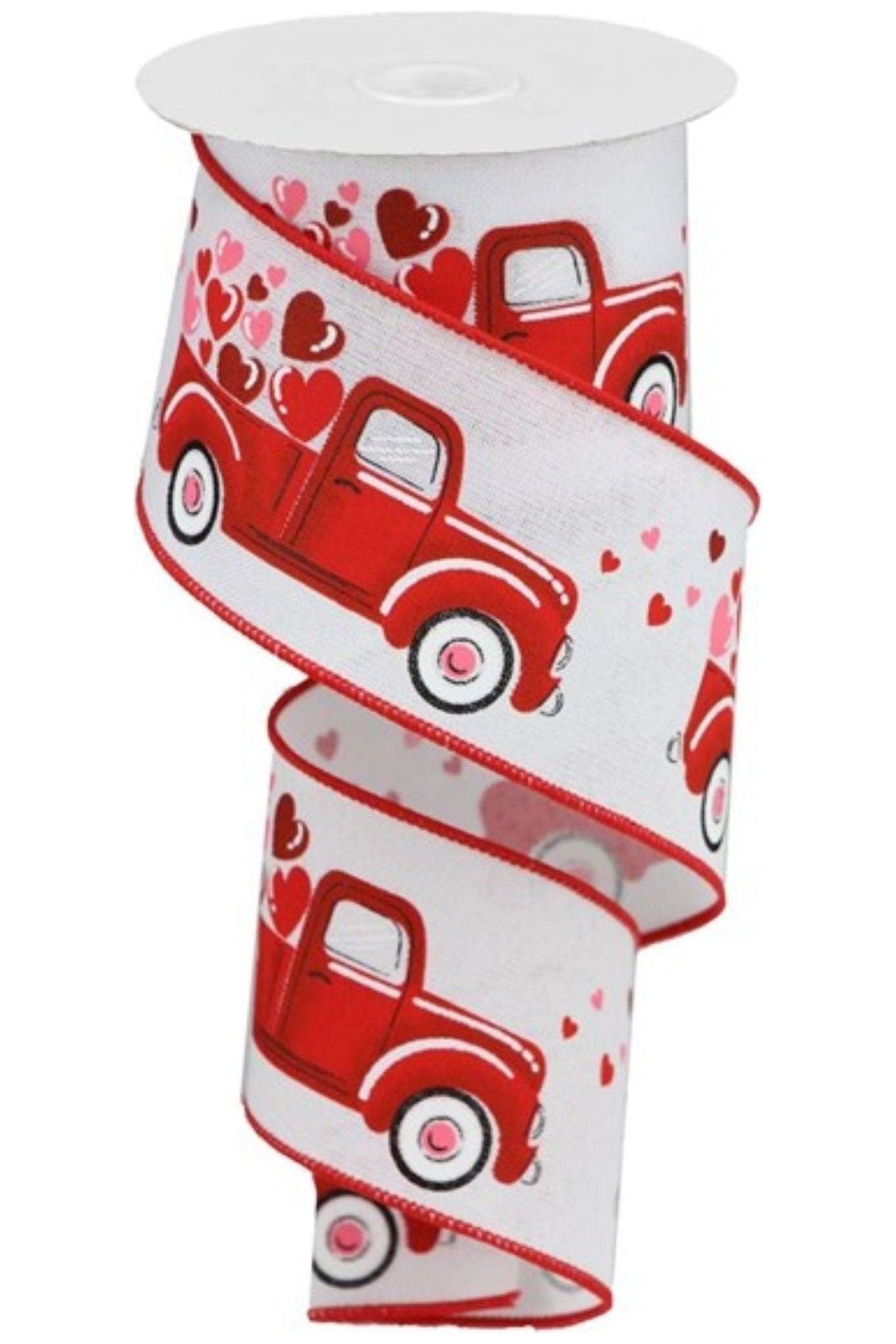 Shop For 2.5" Truck Hearts Royal Ribbon: White (10 Yards) at Michelle's aDOORable Creations