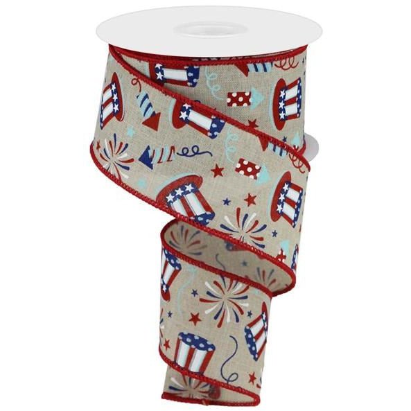 Shop For 2.5" Uncle Sam Fireworks Ribbon: Natural (10 Yards) at Michelle's aDOORable Creations
