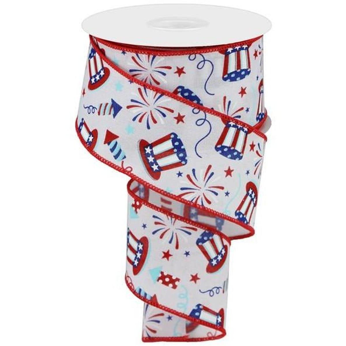 Shop For 2.5" Uncle Sam Fireworks Ribbon: White (10 Yards) at Michelle's aDOORable Creations