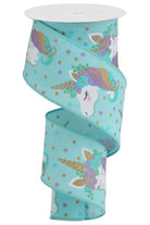 2.5" Unicorn Royal Ribbon: Ice Blue (10 Yards) - Michelle's aDOORable Creations - Wired Edge Ribbon
