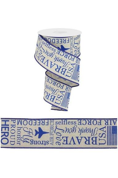2.5" United States Air Force Ribbon: Natural (10 Yards) - Michelle's aDOORable Creations - Wired Edge Ribbon