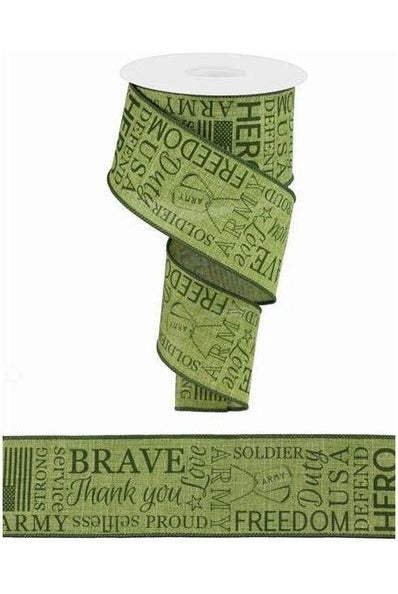 2.5" United States Army Ribbon: Army Green (10 Yards) - Michelle's aDOORable Creations - Wired Edge Ribbon