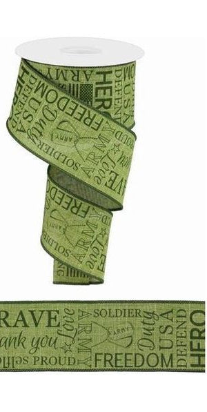 2.5" United States Army Ribbon: Army Green (10 Yards) - Michelle's aDOORable Creations - Wired Edge Ribbon
