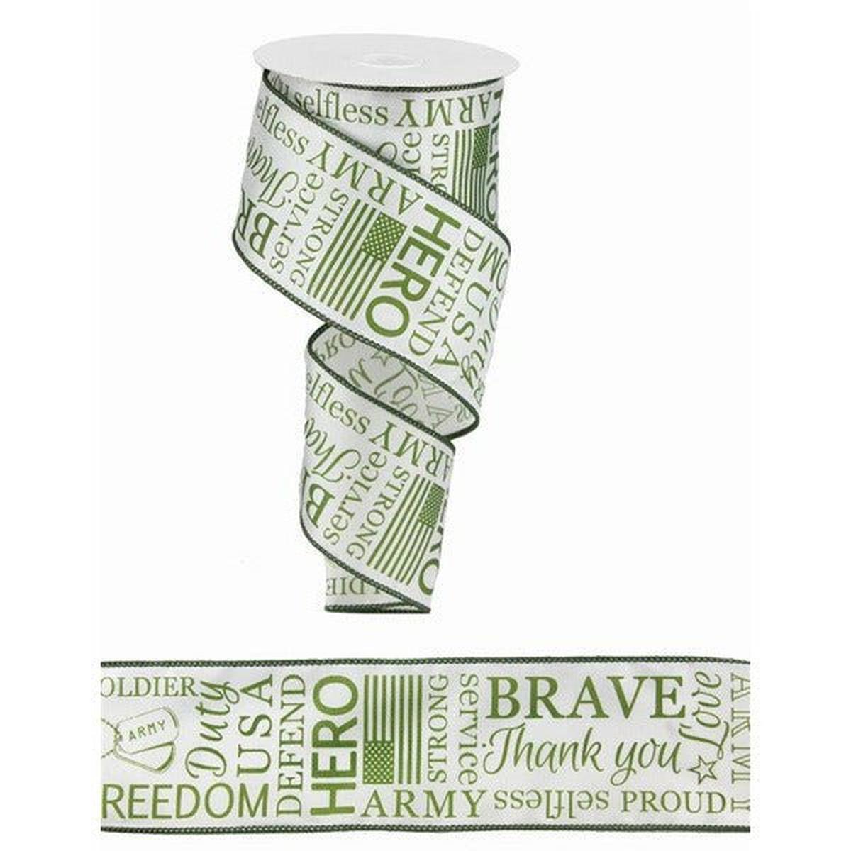 Shop For 2.5" United States Army Ribbon: White (10 Yards) at Michelle's aDOORable Creations