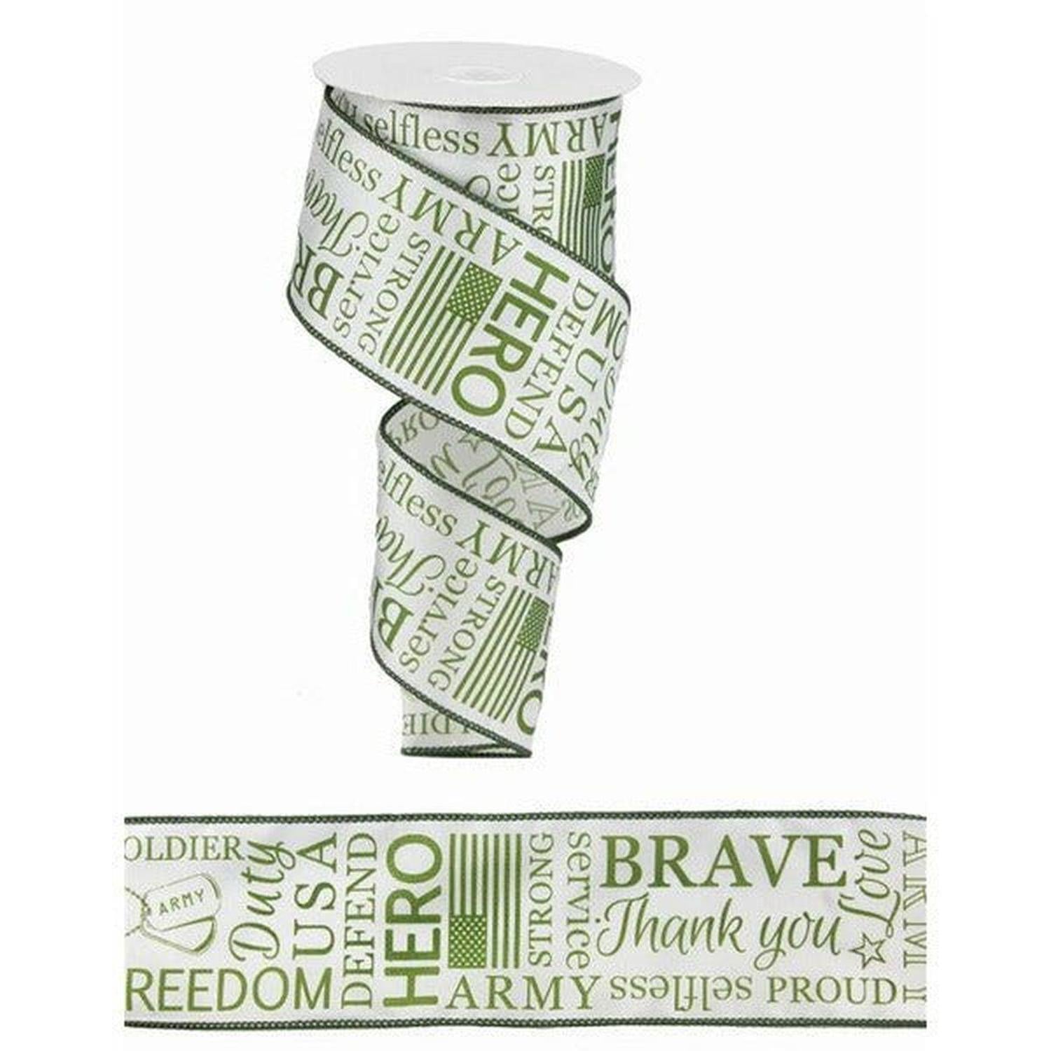 Shop For 2.5" United States Army Ribbon: White (10 Yards) at Michelle's aDOORable Creations