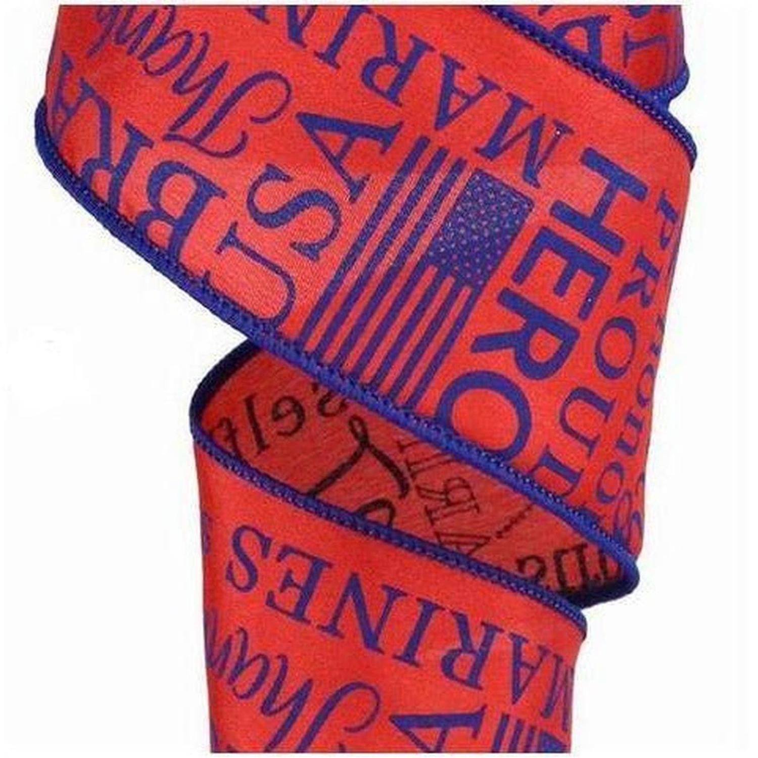 2.5" United States Marine Ribbon: Red & Blue (10 Yards)