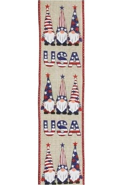 Shop For 2.5" USA Patriotic Gnome Ribbon: Natural (10 Yards) at Michelle's aDOORable Creations