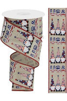 2.5" USA Patriotic Gnome Ribbon: Natural (10 Yards) - Michelle's aDOORable Creations - Wired Edge Ribbon