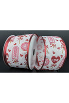 2.5" Valentine Candy and Donuts Ribbon: White (10 Yards) - Michelle's aDOORable Creations - Wired Edge Ribbon