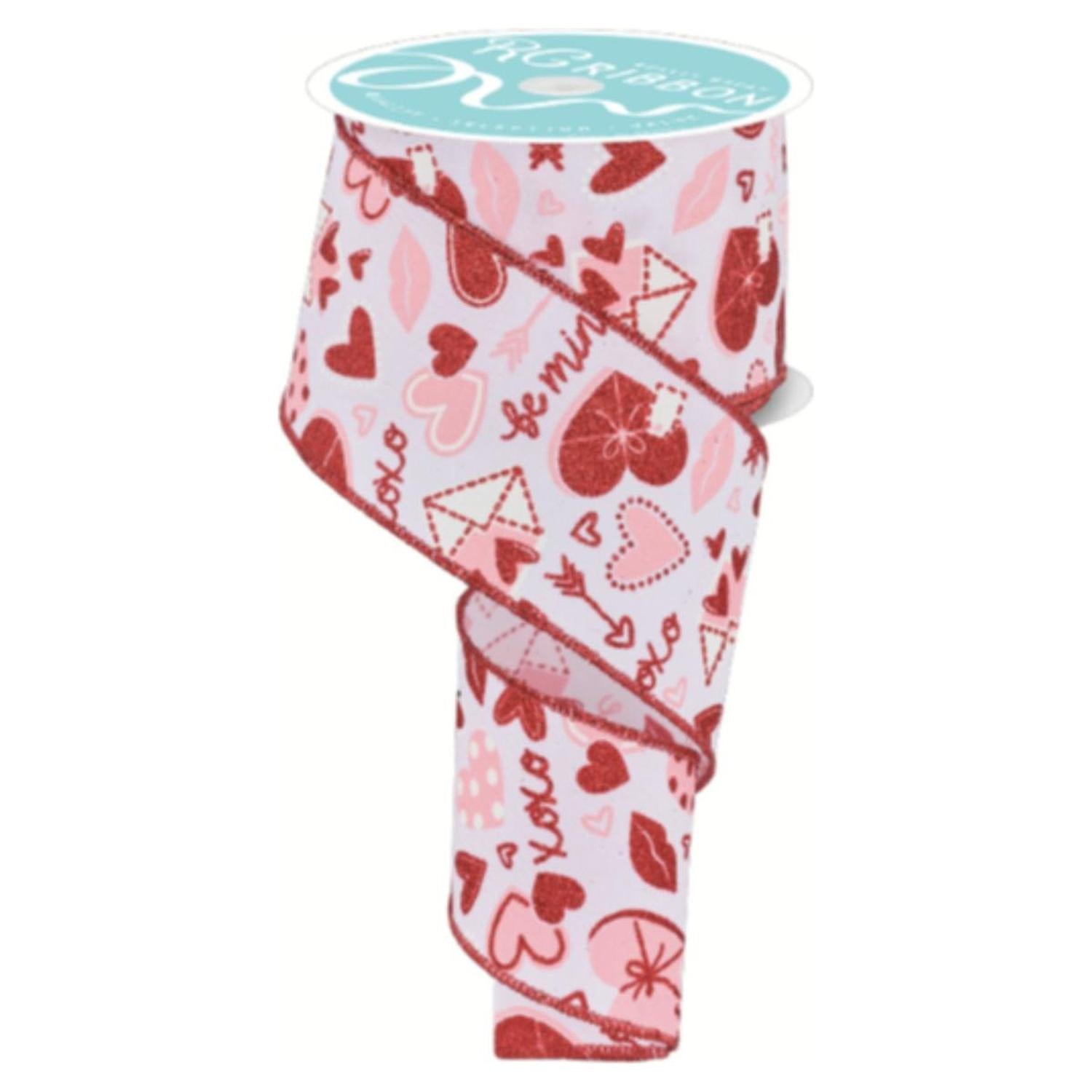 2.5" Valentine Graphics Ribbon: White (10 Yard)