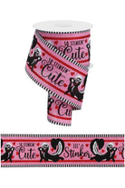 2.5" Valentine Skunks Stripe Ribbon: Pink (10 Yards) - Michelle's aDOORable Creations - Wired Edge Ribbon