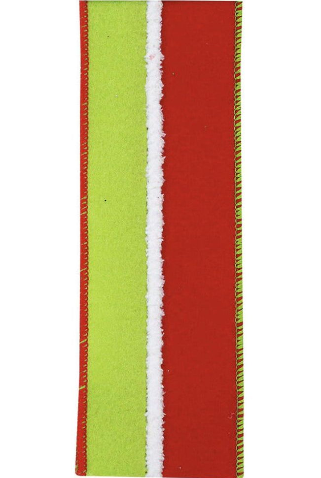 2.5" Velvet Duo Fuzzy Ribbon: Red/Green (10 Yards) - Michelle's aDOORable Creations - Wired Edge Ribbon