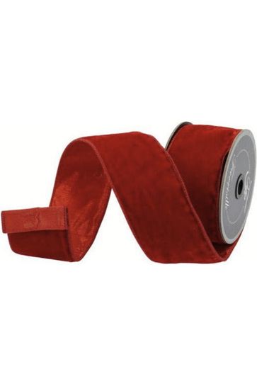 2.5" Velvet Luster Ribbon: Red (10 Yards) - Michelle's aDOORable Creations - Wired Edge Ribbon