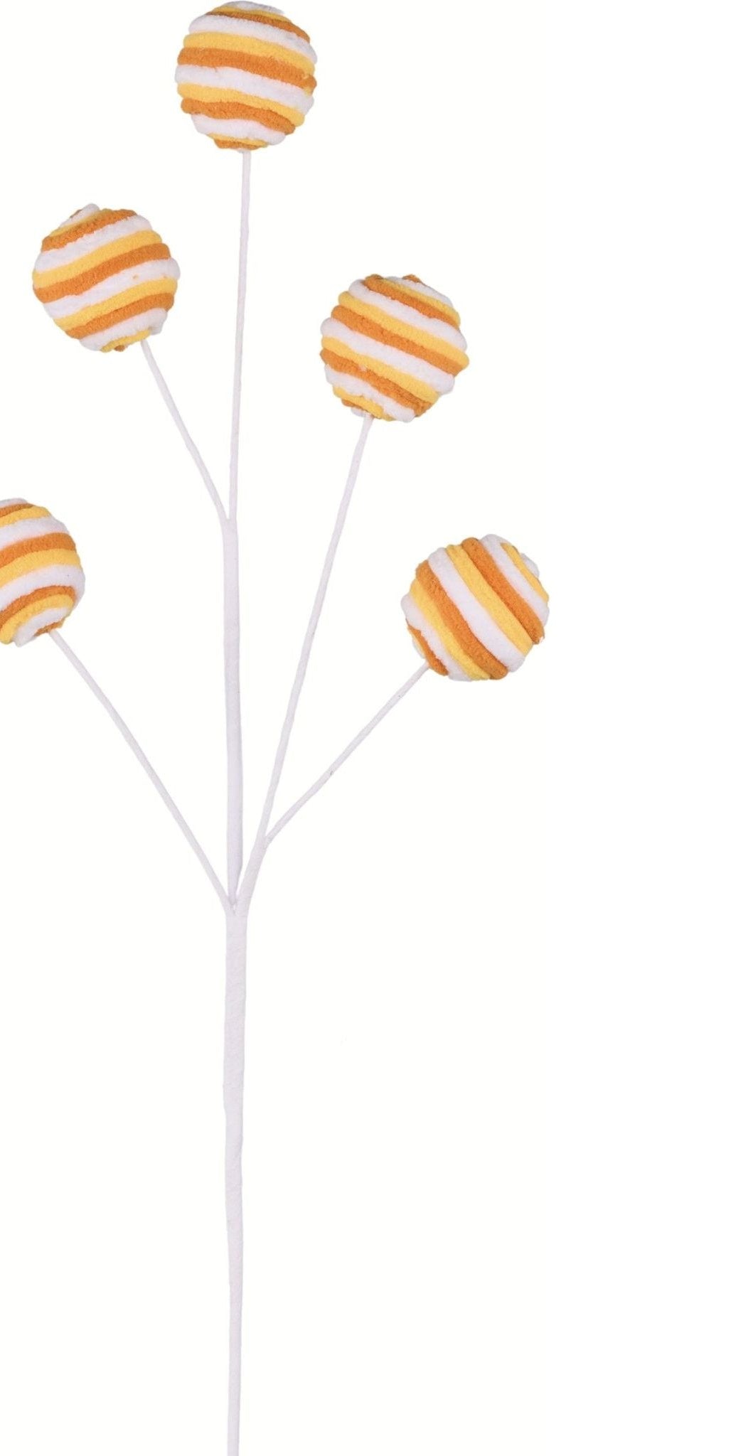 25" Velvet Striped Ball Spray: Candy Corn - Michelle's aDOORable Creations - Sprays and Picks