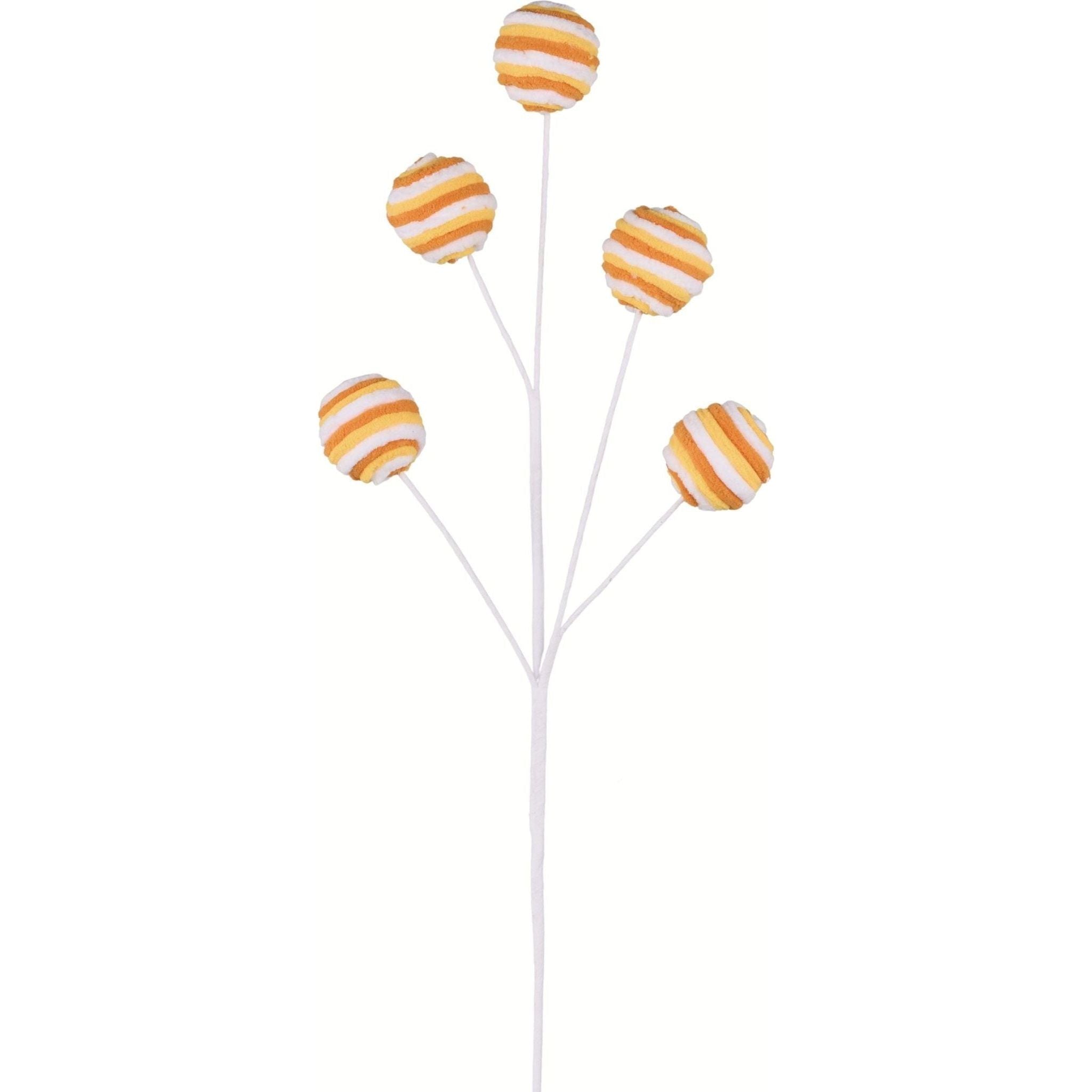 Shop For 25" Velvet Striped Ball Spray: Candy Corn at Michelle's aDOORable Creations