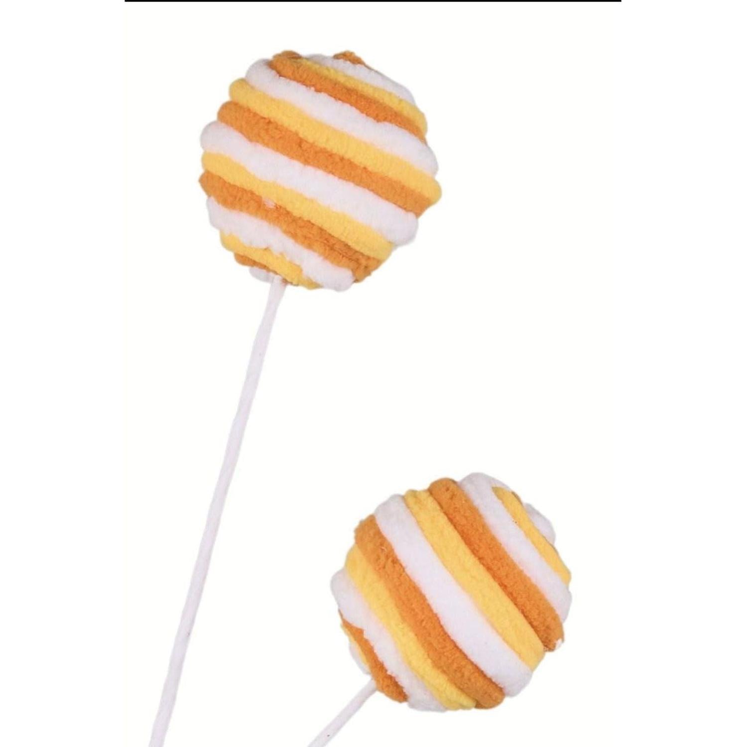 25" Velvet Striped Ball Spray: Candy Corn