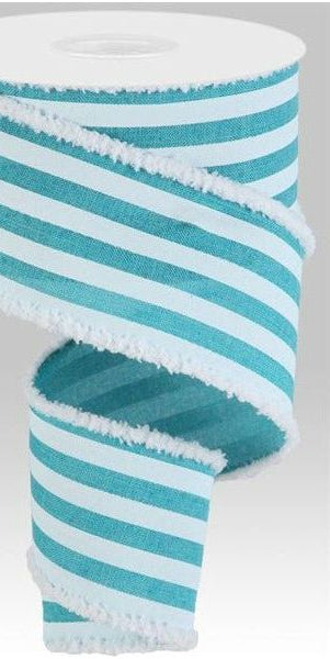 2.5" Vertical Stripe Drift Ribbon: Light Teal (10 Yards) - Michelle's aDOORable Creations - Wired Edge Ribbon