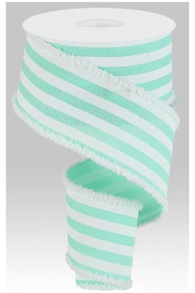 2.5" Vertical Stripe Drift Ribbon: Mint Green (10 Yards) - Michelle's aDOORable Creations - Wired Edge Ribbon