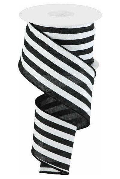 2.5" Vertical Stripe Ribbon: Black (10 Yard) - Michelle's aDOORable Creations - Wired Edge Ribbon