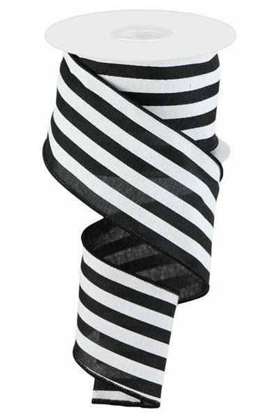 2.5" Vertical Stripe Ribbon: Black (10 Yard) - Michelle's aDOORable Creations - Wired Edge Ribbon