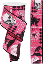 2.5" Vintage Halloween Ribbon: Pink (10 Yards) - Michelle's aDOORable Creations - Wired Edge Ribbon