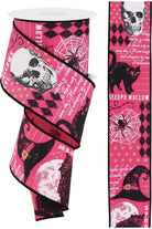 2.5" Vintage Halloween Ribbon: Pink (10 Yards) - Michelle's aDOORable Creations - Wired Edge Ribbon