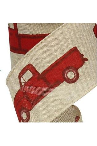 2.5" Vintage Truck Ribbon: Natural No Tree - Michelle's aDOORable Creations - Wired Edge Ribbon
