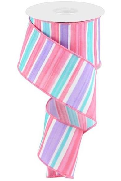 Shop For 2.5" Water Stripes on Royal Ribbon: Pink (10 Yards) at Michelle's aDOORable Creations