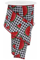 Shop For 2.5" Watermelon Slice Gingham Ribbon: Black/White (10 Yards) at Michelle's aDOORable Creations