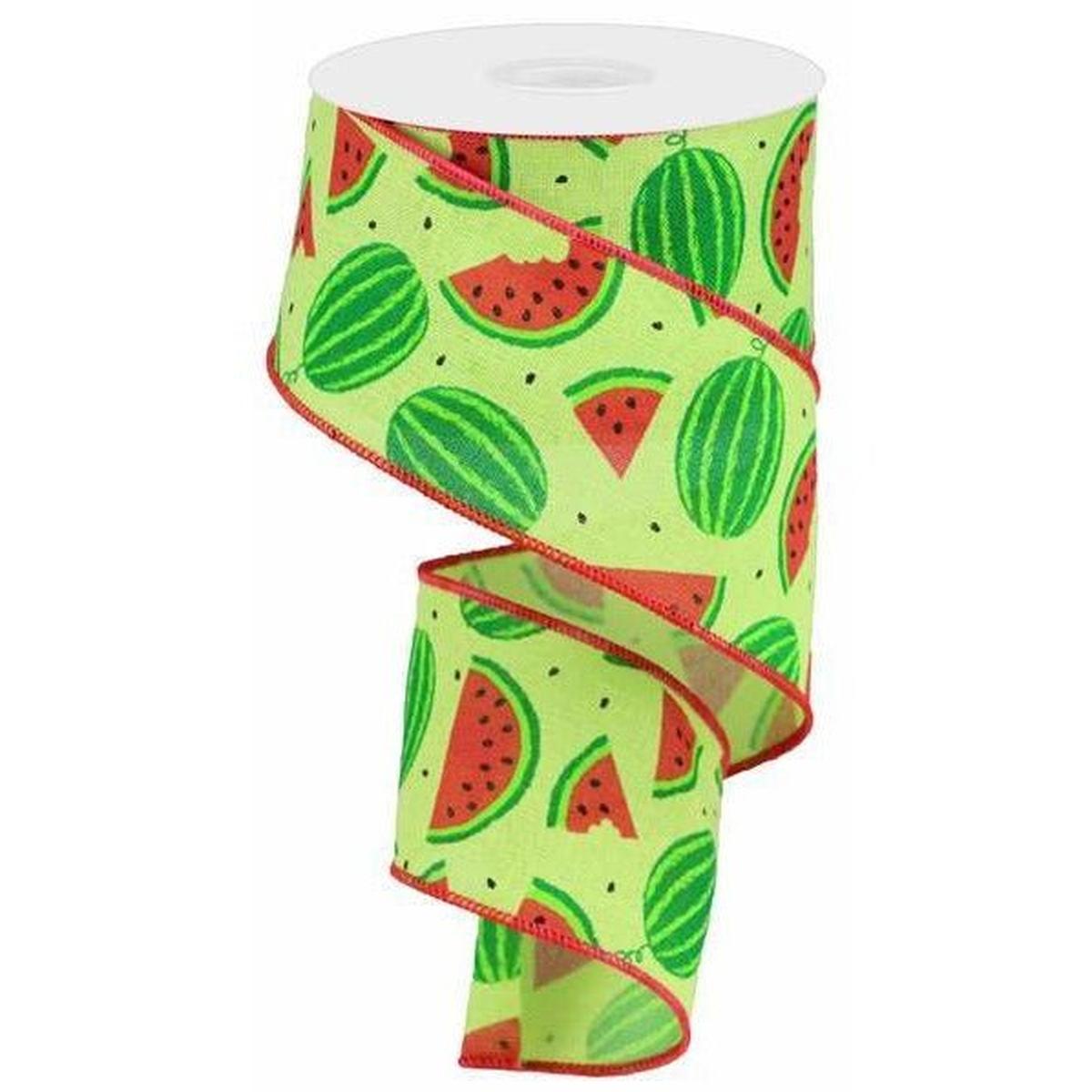 Shop For 2.5" Watermelon Slices Canvas Ribbon: Bright Green (10 Yards) at Michelle's aDOORable Creations