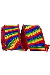 Shop For 2.5" Waves Embroidery Dupioni Backed Ribbon: Rainbow (5 Yards) 94312W-001-40D