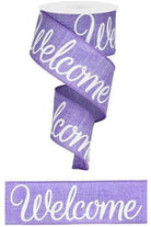 Shop For 2.5" Welcome Royal Ribbon: Lavender (10 Yards) at Michelle's aDOORable Creations