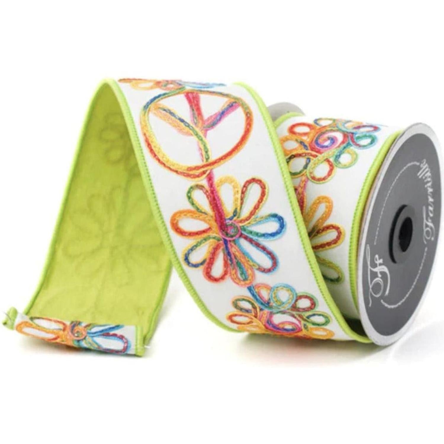 2.5" Whimsy Hippie Ribbon: Lime Green (10 Yards)