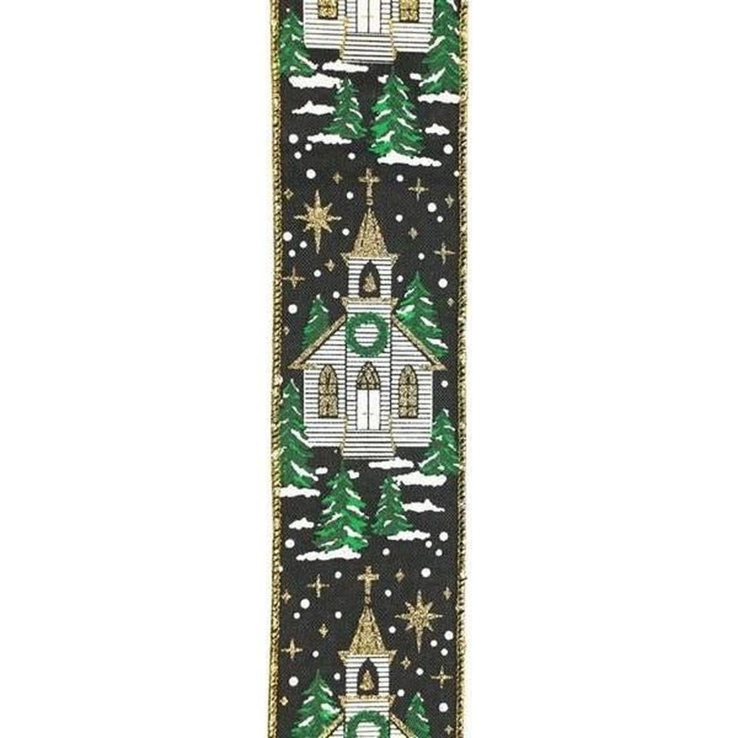2.5" Winter Church Ribbon: Black (10 Yards)