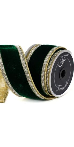 2.5" Winter Diamonds Ribbon: Emerald (5 Yards) - Michelle's aDOORable Creations - Wired Edge Ribbon