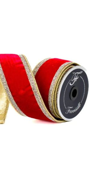2.5" Winter Diamonds Ribbon: Red (5 Yards) - Michelle's aDOORable Creations - Wired Edge Ribbon