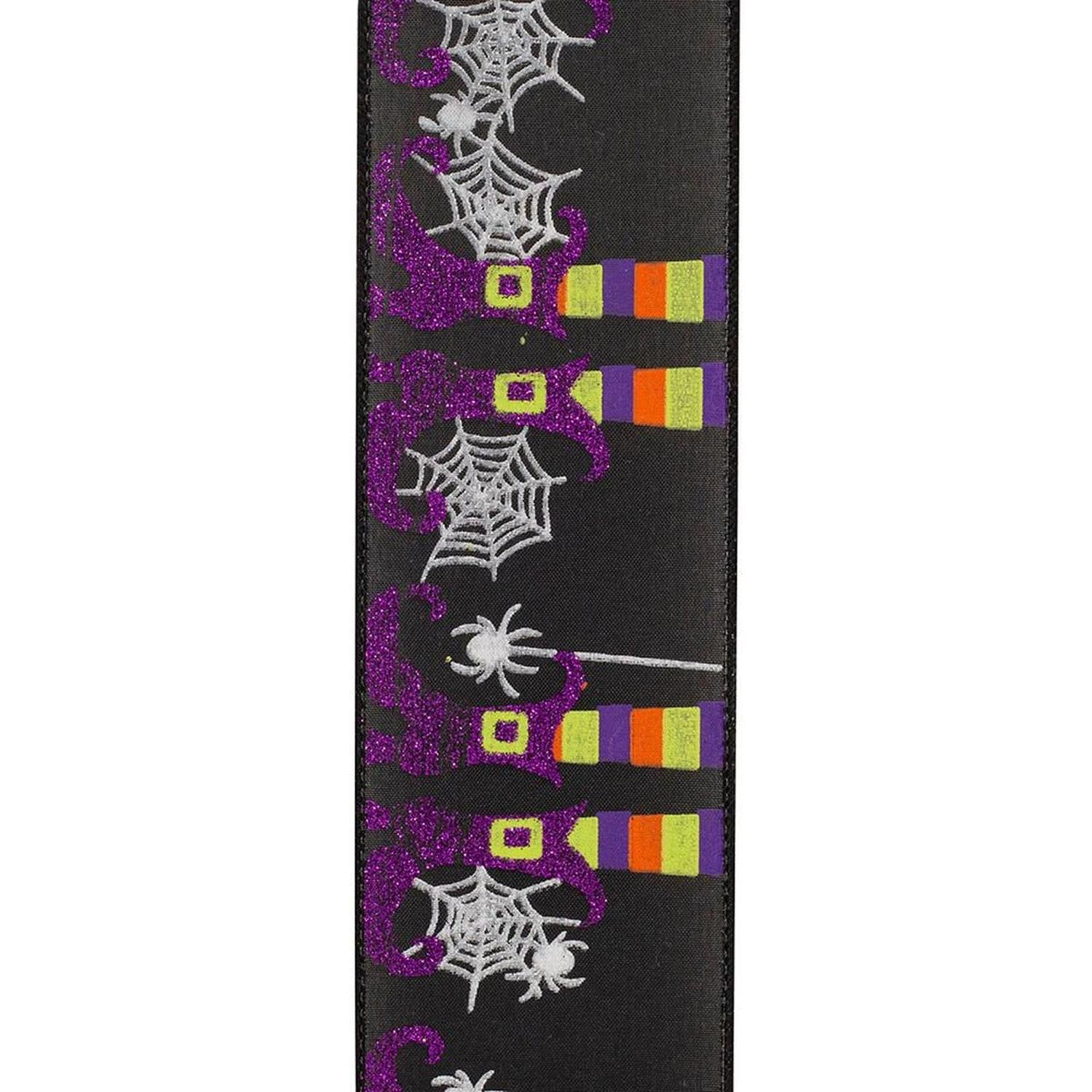 Shop For 2.5" Witch Leg and Spider Web Ribbon: Black (10 Yards) at Michelle's aDOORable Creations