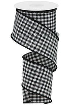 2.5" Woven Mini Check Ribbon: Black & White (10 Yards) - Michelle's aDOORable Creations - Wired Edge Ribbon