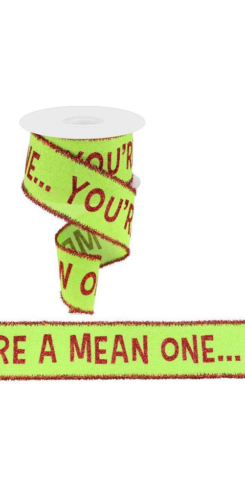 2.5" Your A Mean One Tinsel Ribbon: Lime Green (10 Yards) - Michelle's aDOORable Creations - Wired Edge Ribbon