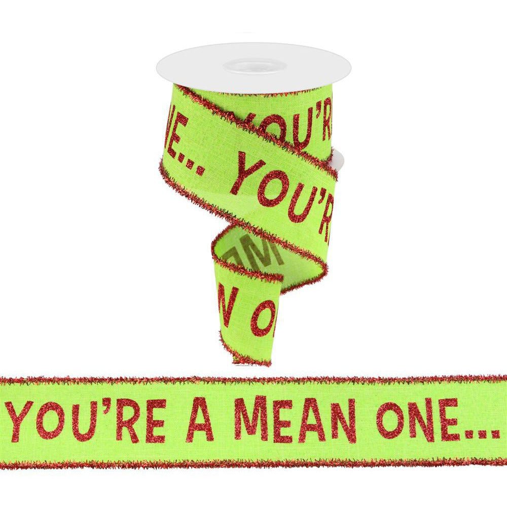 Shop For 2.5" Your A Mean One Tinsel Ribbon: Lime Green (10 Yards) at Michelle's aDOORable Creations