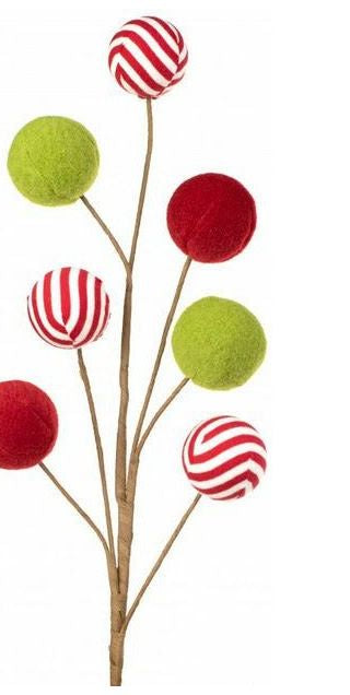 26" Felt Peppermint Ball Spray: Red & Green - Michelle's aDOORable Creations - Sprays and Picks