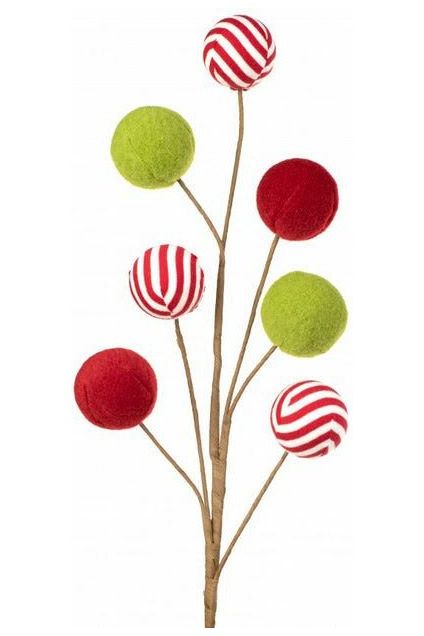26" Felt Peppermint Ball Spray: Red & Green - Michelle's aDOORable Creations - Sprays and Picks