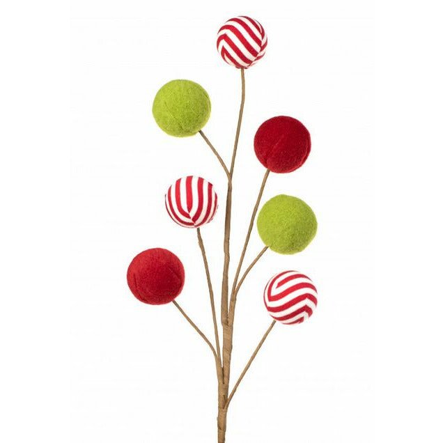 Shop For 26" Felt Peppermint Ball Spray: Red & Green at Michelle's aDOORable Creations