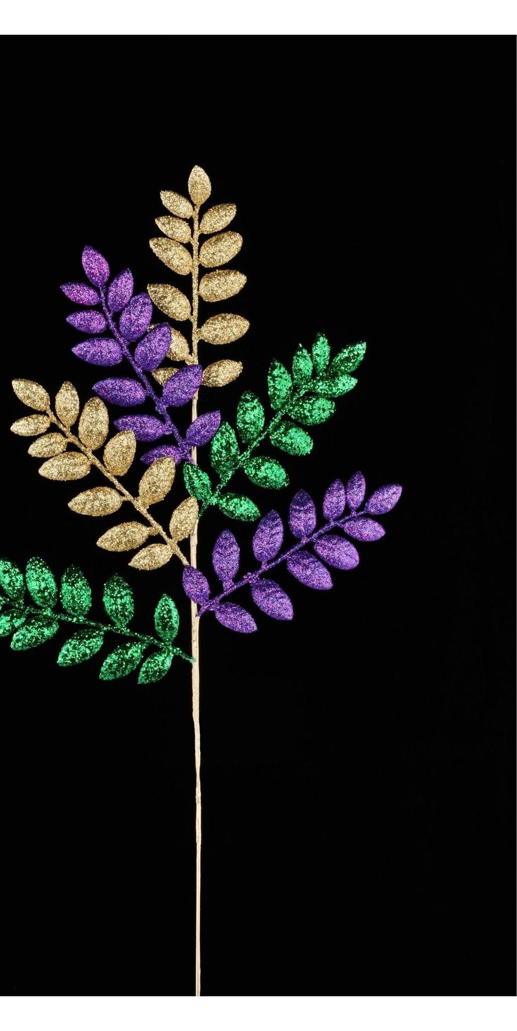 26" Glitter Leaf Spray: Mardi Gras - Michelle's aDOORable Creations - Sprays and Picks