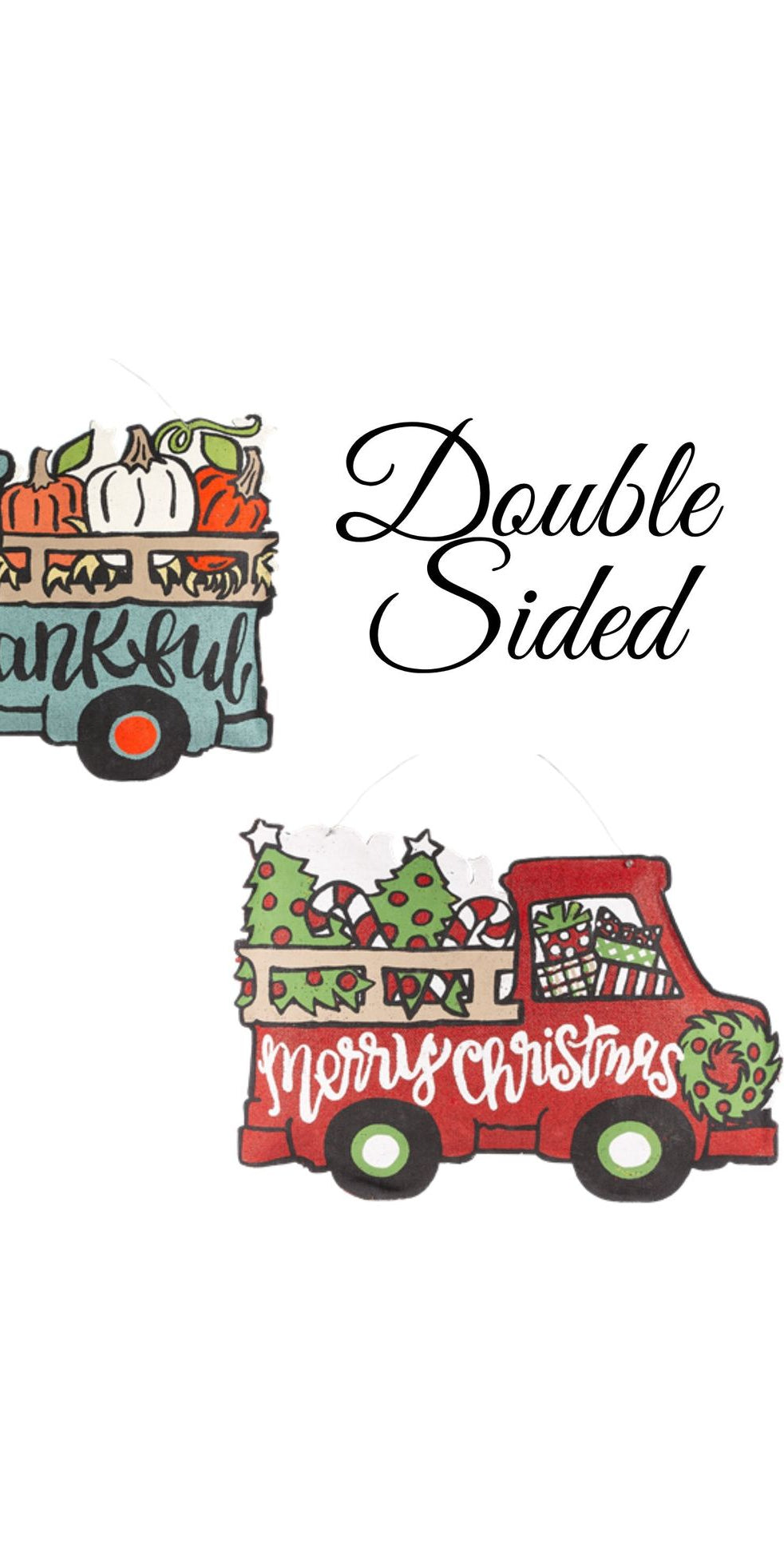 26" So Thankful/Merry Christmas Reversible Truck Burlee - Michelle's aDOORable Creations - Door Hanger